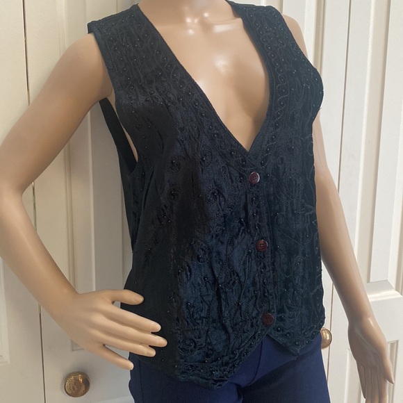 Agapo Collections Beaded Vest Womens Size Small. Tie on back. So pretty. - Picture 3 of 11